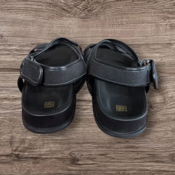 Toteme The Chunky Black Canvas Leather Flat Dad Style Sandals Women’s 40 US 9