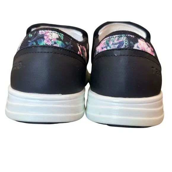 Traq by Alegria Black Floral Slip On Sneakers Size 41 US 10.5-11