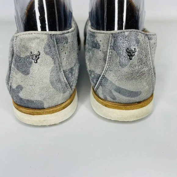 Trask Andi Perforated Metallic Suede Loafer Flats in Pewter Camo Size 8 Comfort