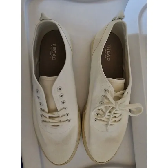 TREAD by‎ Everlane White Ecru Canvas Laceup Sneakers Tennis Shoes Size M:12 W:14