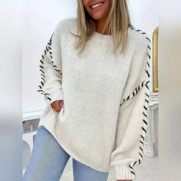 TrendsNew Style Women Fashion Color Blocking Knitted Pullover Sweater