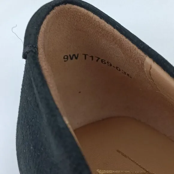 Trotters Estee Women's black suede/ leather woven point toe flats 9W