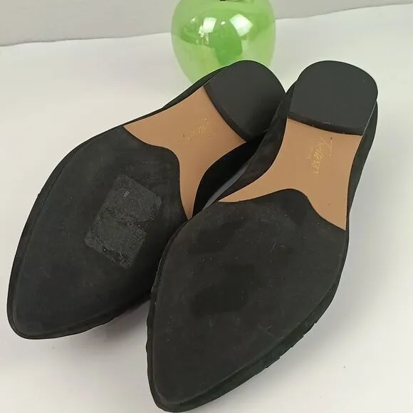 Trotters Estee Women's black suede/ leather woven point toe flats 9W
