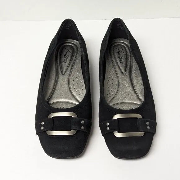 Trotters Sizzle Signature Flats, Black, Women's 9 Extra Wide