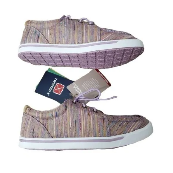 Twisted X Kid's Kicks Slip-On Canvas lilac &amp; multi size 5.5