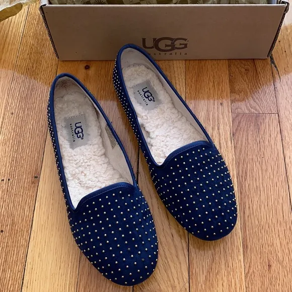 UGG Alloway Studded Flats Midnight Blue Size 6.5 EUC