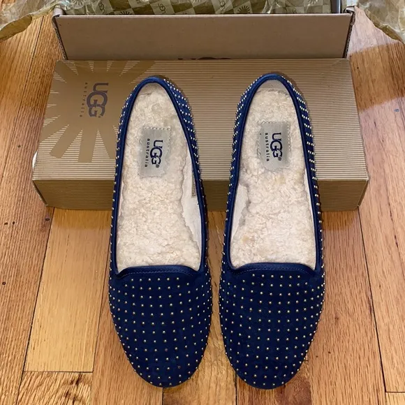UGG Alloway Studded Flats Midnight Blue Size 6.5 EUC