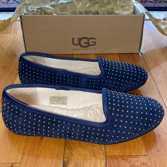 UGG Alloway Studded Flats Midnight Blue Size 6.5 EUC