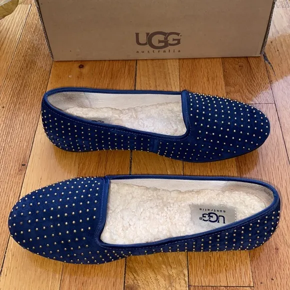 UGG Alloway Studded Flats Midnight Blue Size 6.5 EUC