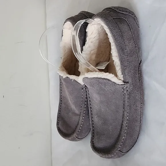 Ugg Ascot Gray Suede DrivingSlipper Shearling Lined Flats Loafers 12