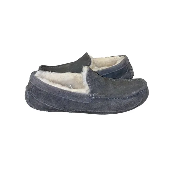 UGG Ascot Grey Suede Moccasin Slip-On Slipper Loafers