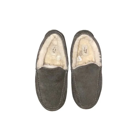 UGG Ascot Grey Suede Moccasin Slip-On Slipper Loafers