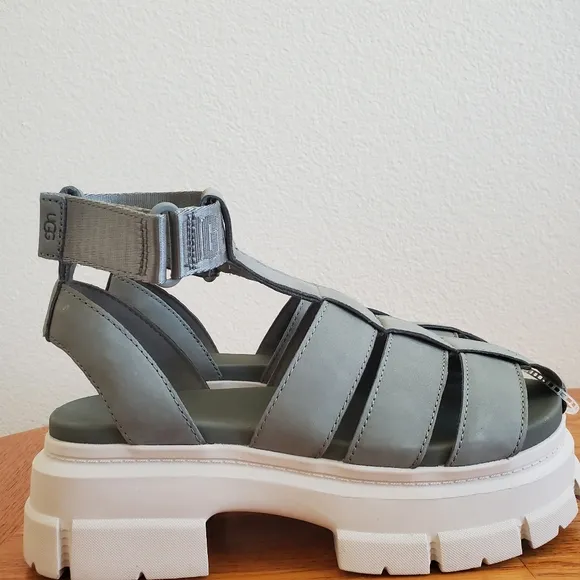 UGG Ashton Strappy Sage Green Leather Sandals Women's Shoe Size 8 New