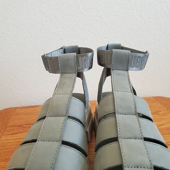 UGG Ashton Strappy Sage Green Leather Sandals Women's Shoe Size 8 New