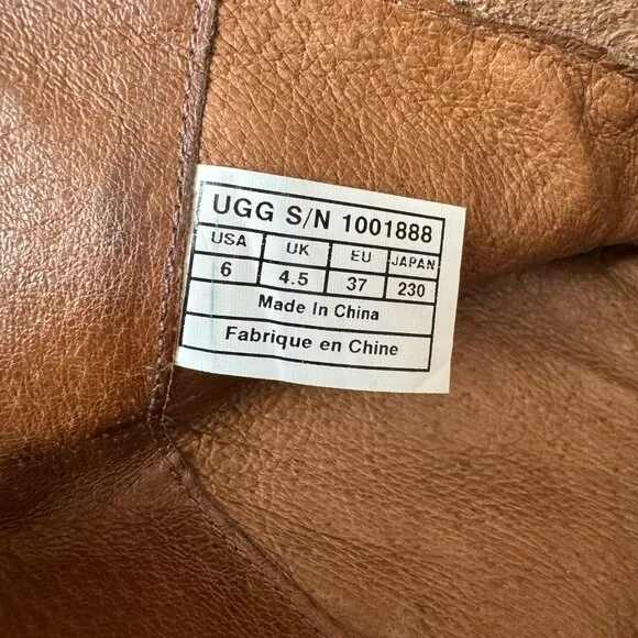 UGG Australia Brown Leather Boots w/Side Zipper Close Size 6 (S/N 1001888)