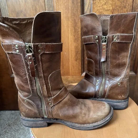 UGG Australia Brown Leather Boots w/Side Zipper Close Size 6 (S/N 1001888)