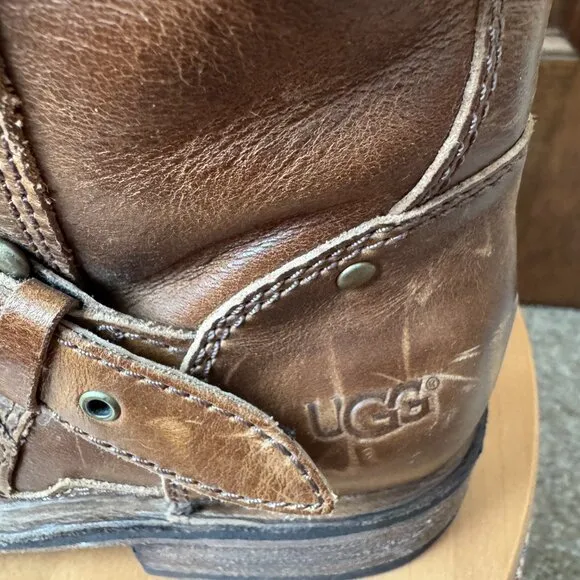 UGG Australia Brown Leather Boots w/Side Zipper Close Size 6 (S/N 1001888)