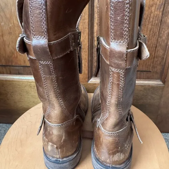 UGG Australia Brown Leather Boots w/Side Zipper Close Size 6 (S/N 1001888)