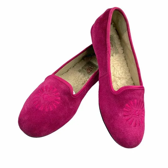 UGG Australia‎ Carey Raspberry Sorbet Suede Sheepskin Flats
