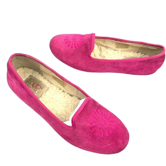 UGG Australia‎ Carey Raspberry Sorbet Suede Sheepskin Flats