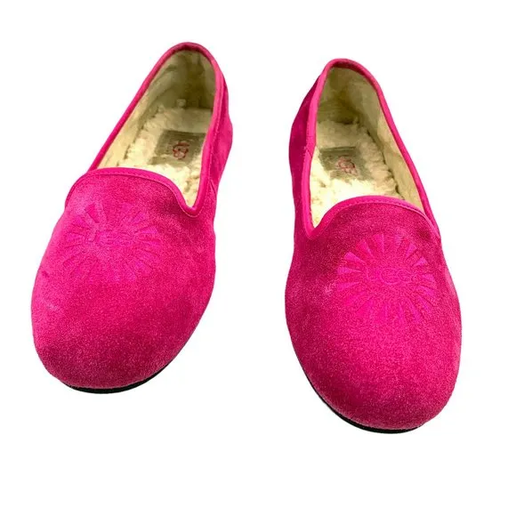 UGG Australia‎ Carey Raspberry Sorbet Suede Sheepskin Flats