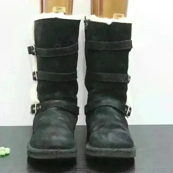 UGG Australia Women's Black Suede Sheepskin Boots