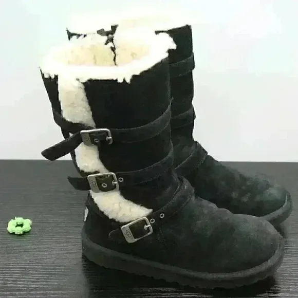 UGG Australia Women's Black Suede Sheepskin Boots