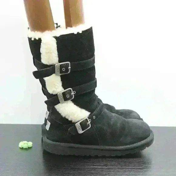 UGG Australia Women's Black Suede Sheepskin Boots
