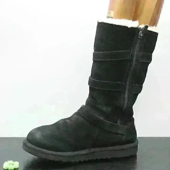 UGG Australia Women's Black Suede Sheepskin Boots