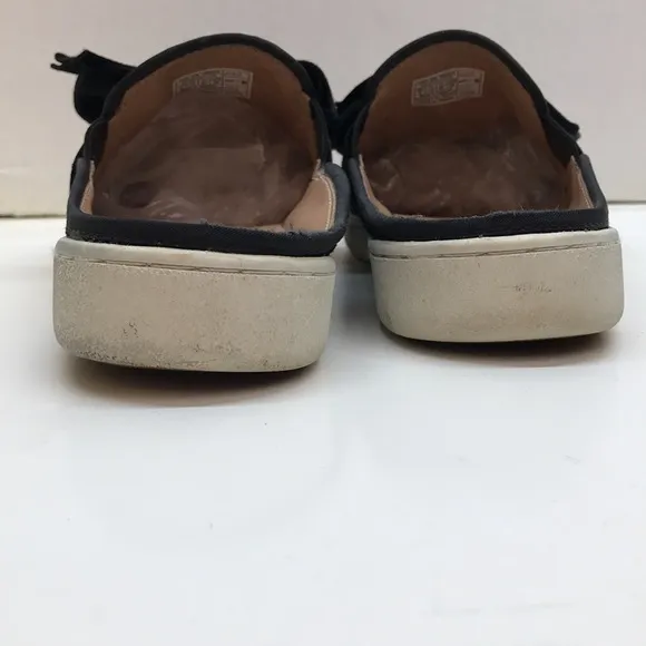 UGG Black Suede Slide Flats with Bow Design Size 9