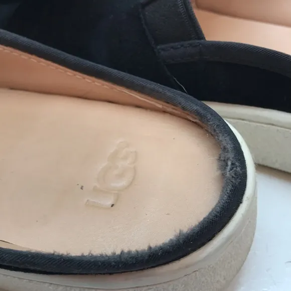 UGG Black Suede Slide Flats with Bow Design Size 9