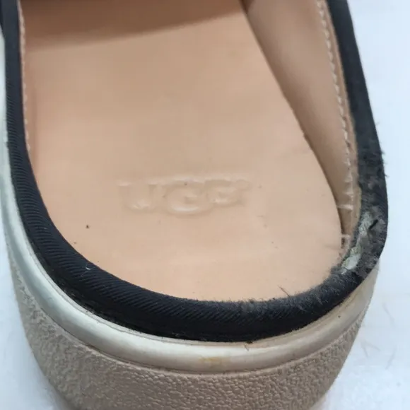UGG Black Suede Slide Flats with Bow Design Size 9