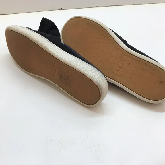 UGG Black Suede Slide Flats with Bow Design Size 9