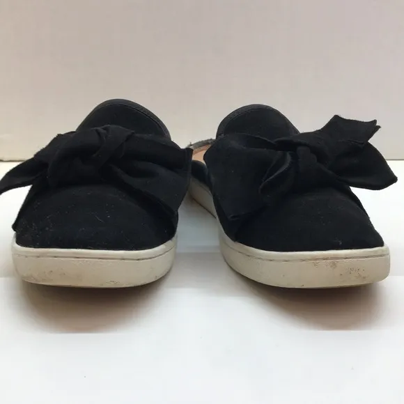 UGG Black Suede Slide Flats with Bow Design Size 9