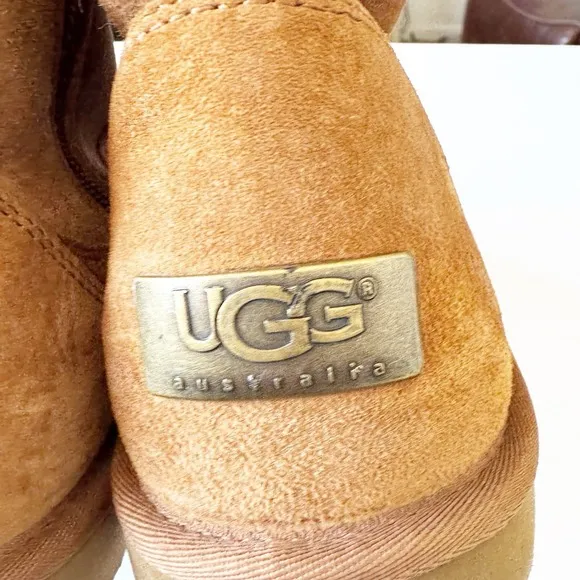 UGG Chestnut Plumdale Tassel Sheepskin Tall Boot Side Zip Women 10 ~ SN 1894