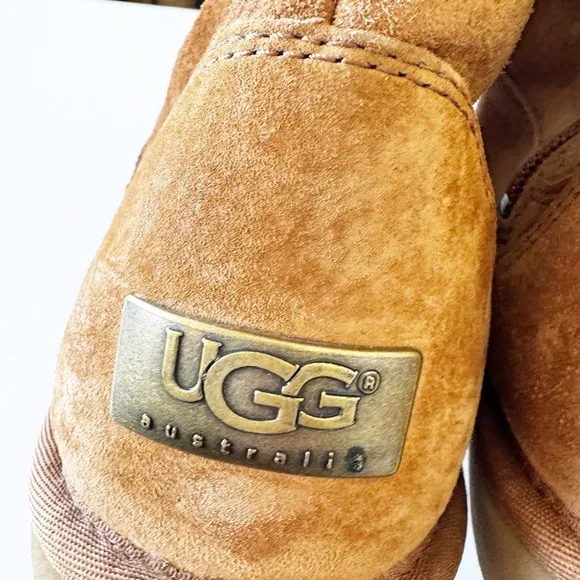 UGG Chestnut Plumdale Tassel Sheepskin Tall Boot Side Zip Women 10 ~ SN 1894
