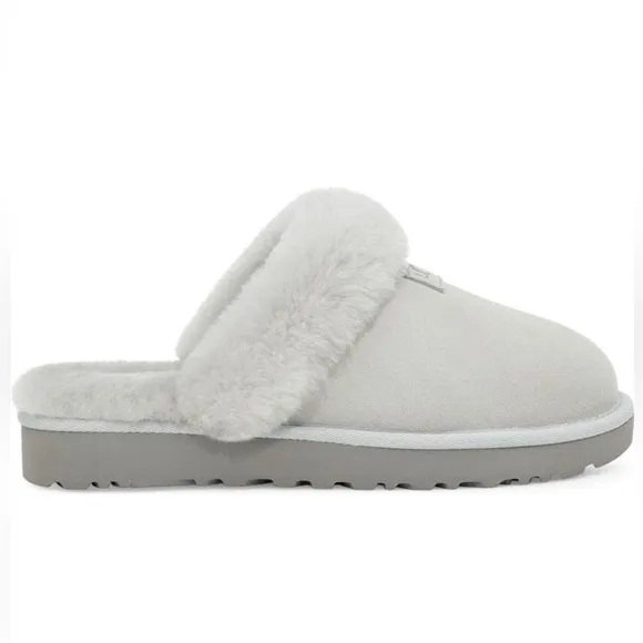 🆕UGG Cozy Genuine Shearling Slide Shoes Slippers Light Grey NIB