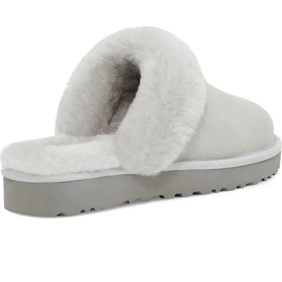 🆕UGG Cozy Genuine Shearling Slide Shoes Slippers Light Grey NIB