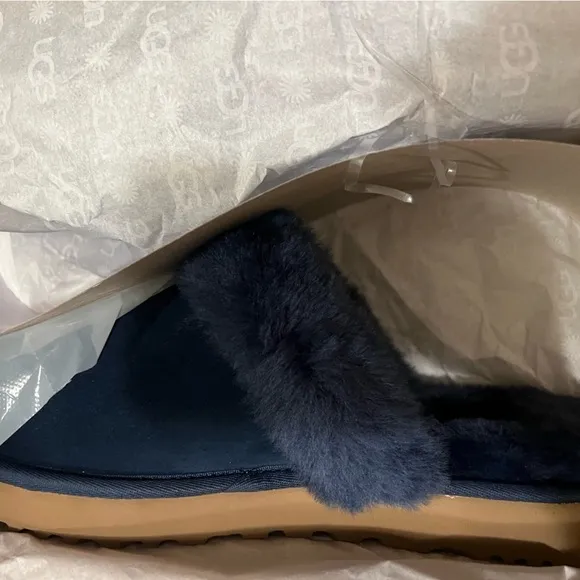 🆕UGG Cozy Genuine Shearling Slide Shoes Slippers*NAVY BLUE* NIB*FAST SHIPPING🎁
