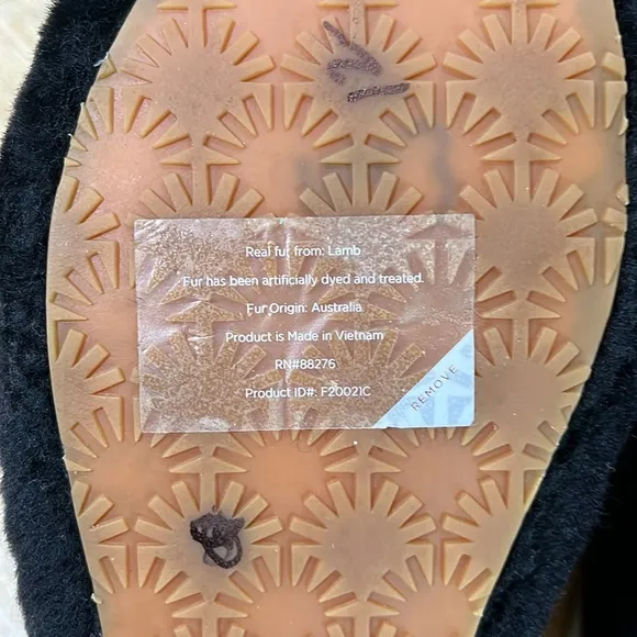 UGG Fluff Yeah Black Slippers Women's 10 Slides New Without Box Ankle Strap Logo