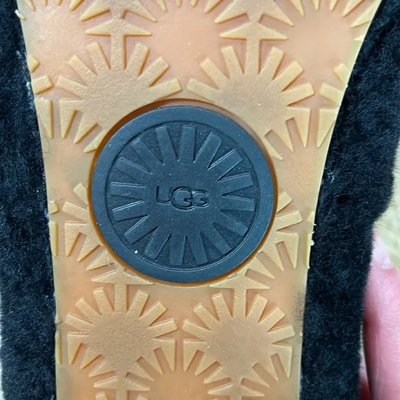 UGG Fluff Yeah Black Slippers Women's 10 Slides New Without Box Ankle Strap Logo