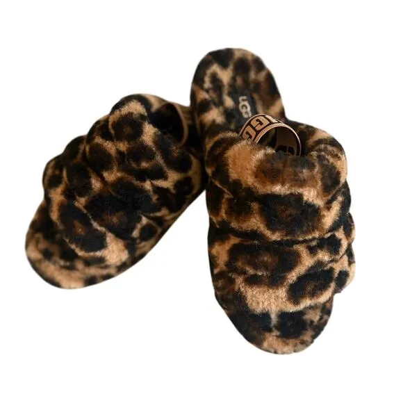 UGG Fluff Yeah Leopard Slides Size 7