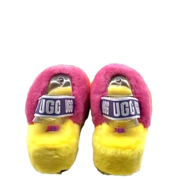 UGG Fluff Yeah Slide - UggPride Rainbow Yellow / US Women's 9
