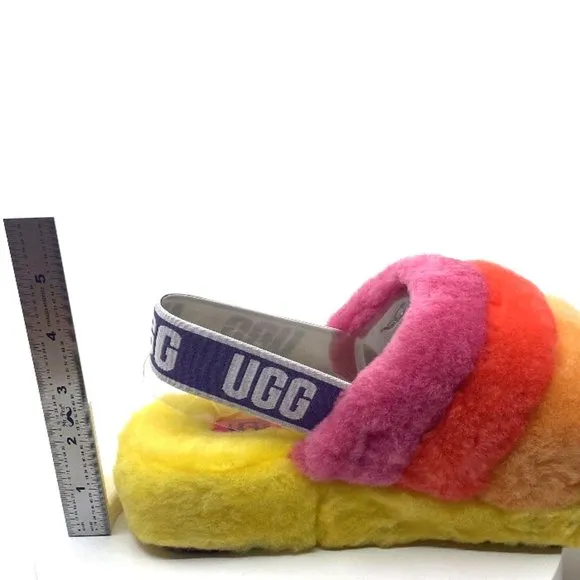 UGG Fluff Yeah Slide - UggPride Rainbow Yellow / US Women's 9