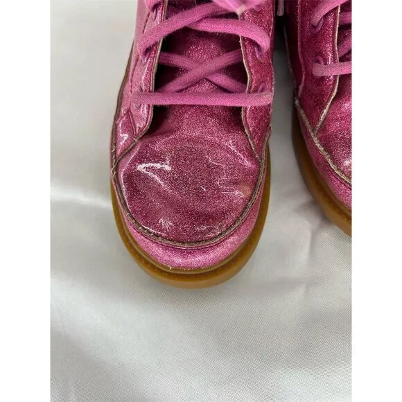 UGG Girls Robley Glitter Boot Pink Size 2 Fall Side Zip Lace-Up