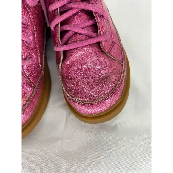 UGG Girls Robley Glitter Boot Pink Size 2 Fall Side Zip Lace-Up