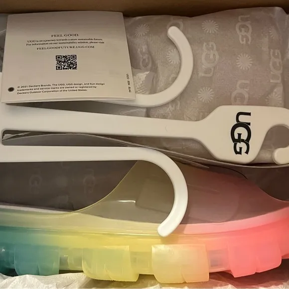 🆕UGG Jella Watercolors Clear Slide Shoes Slippers RAINBOW BLEND 🌈 NIB SZ 8 ❤️