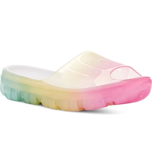 🆕UGG Jella Watercolors Clear Slide Shoes Slippers RAINBOW BLEND 🌈 NIB SZ 8 ❤️