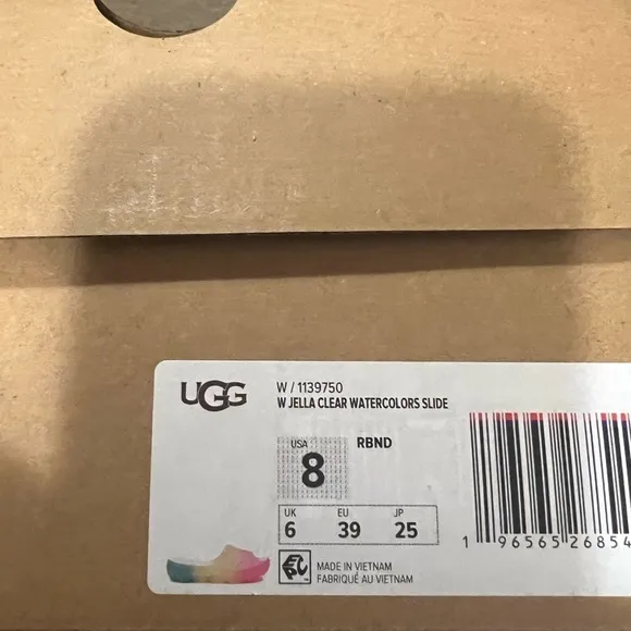 🆕UGG Jella Watercolors Clear Slide Shoes Slippers RAINBOW BLEND 🌈 NIB SZ 8 ❤️