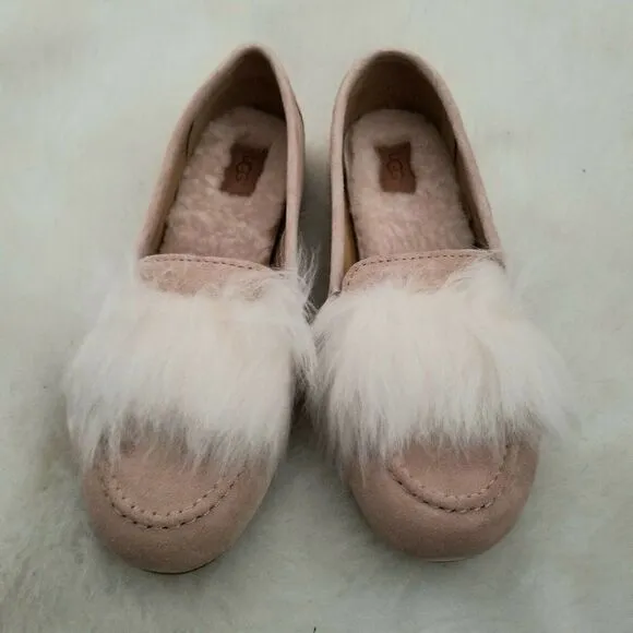 UGG Kaley Wisp Suede Fur Detail Women's Shoes in Arroyo Pink Size 6